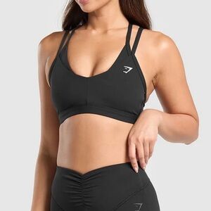 Double up Black Strappy Sports Bra